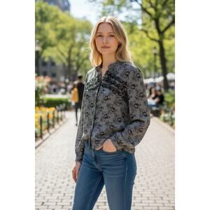 🖤 Worthington Sheer Floral Ruffle Blouse – Size XL 🖤 22” PTP